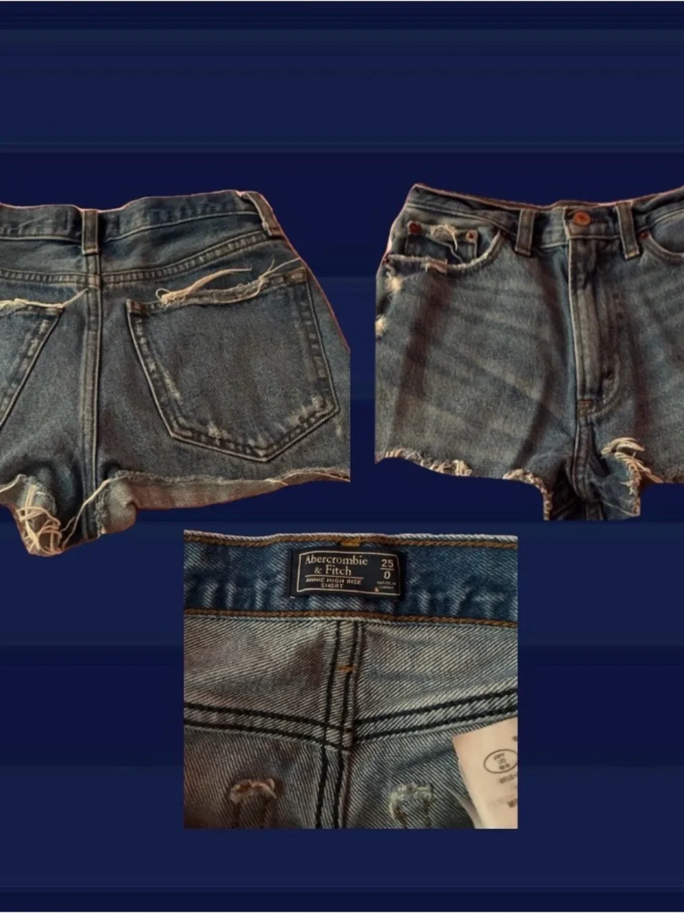Abercrombie & Fitch Blue Distressed Denim Cutoff Shorts